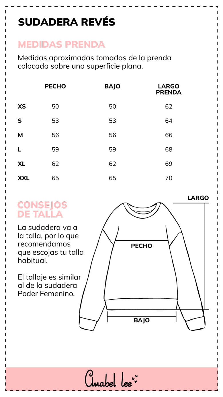 Guía de tallas SUDADERA REVÉS