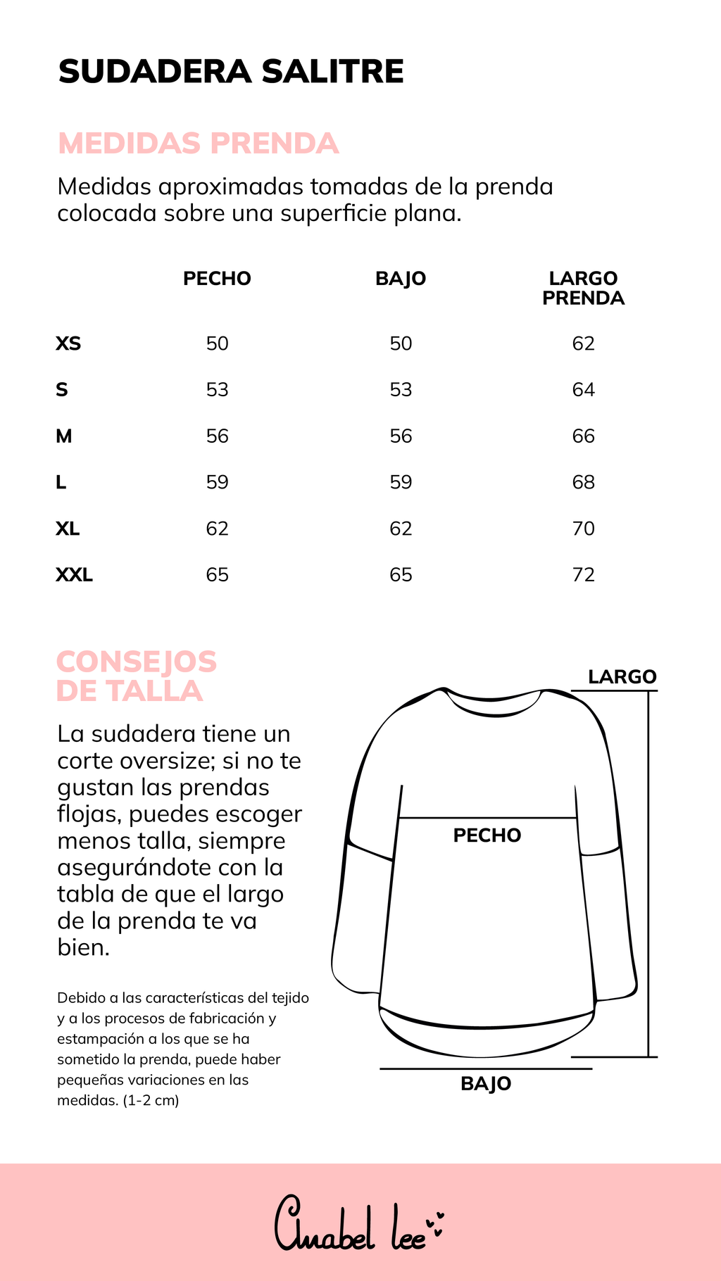 Guía de tallas SUDADERA SALITRE